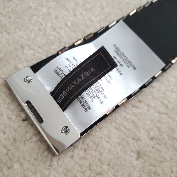 BCBG Maxazria metallic stretch waist belt S gold bronze silver metal scales - Picture 8 of 16